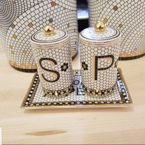 Anthropologie Bistro Tile Salt Pepper Shakers